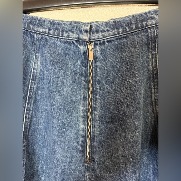 Michael Kors Denim A-Line Midi Skirt 8 Made in Italy 100% Cotton - Picture 5 of 9